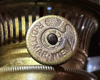 Antique R DITMAR WEIN Cobalt Blue Lamp with Hand Painted Enamel and Gold Gilt