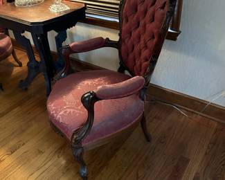 Antique Carved Walnut Victorian Armchair