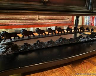 Hand Carved Wood Parade "Pride" of Lions