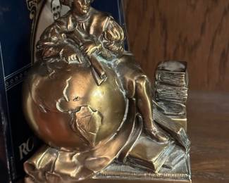 Vintage PM CRAFTSMAN Brass Christopher Columbus Book Ends