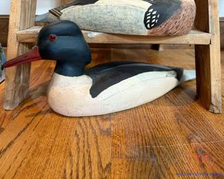 Original Hand Carved Common Merganser Male Duck by PAUL JOHNSGARD