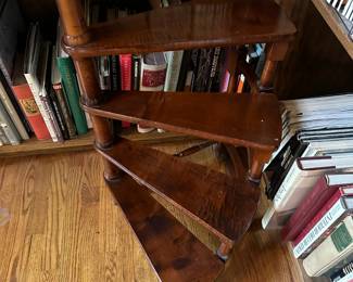 1950's Italian Carved Walnut Spiral 4-Step Library Ladder