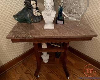 Antique Marble Topped Eastlake Side Table