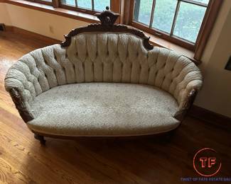 Antique Carved Victorian Parlor Settee