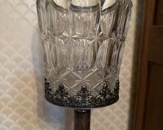 Antique WILLIAM ADAMS Silver Plated Cut Crystal Ice / Champagne Bucket on Stand