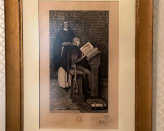 W.H.W. BICKNELL Etching "Richard de Bury Tutoring Young Edward III"