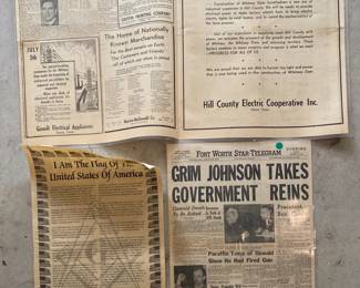 Laminated Newspaper Pages Kennedy, etc.