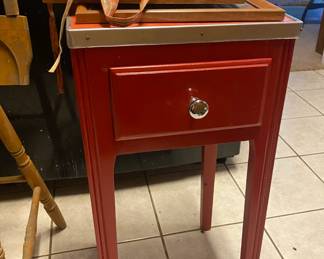 Small Red Table with One Drawer