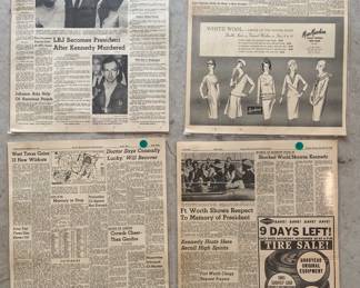 Laminated Newspaper Pages Kennedy, etc.