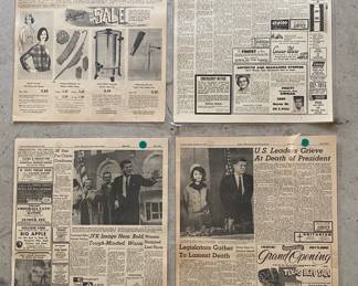 Laminated Newspaper Pages Kennedy, etc.