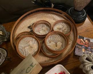 Wicker Tray and Coasters