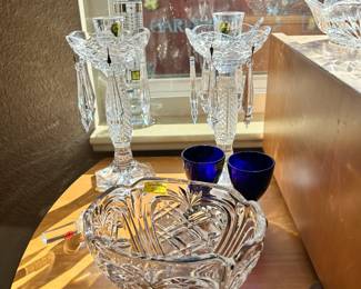 beautiful Waterford bowl and candles