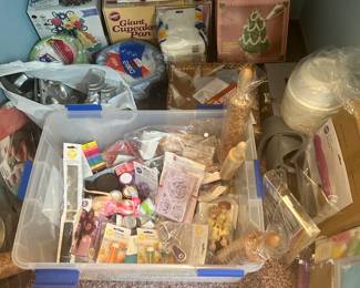 closet off kitchen filled with cake decorating , everything imaginable. Bundt pans, Christmas pans, rolling pins, so much more