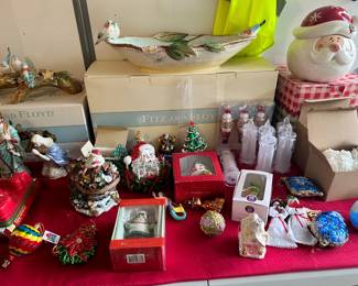 Christmas in garage. Fitz& Floyd ,Christmas