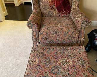 Norwalk Furniture wingback chair with ottoman