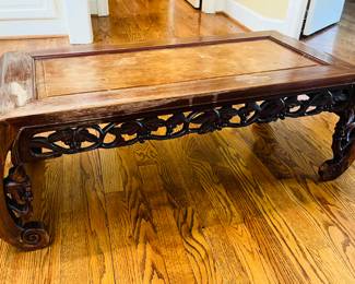 Asian carved wood opium coffee table