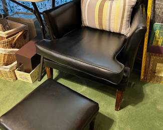 Leather Accent chair with ottoman