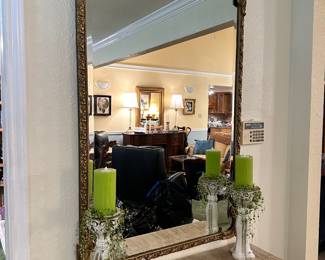 Wall mirror, candlestick holders