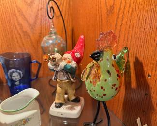 Glass chicken, misc. decor