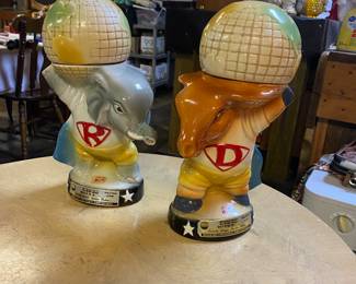 c.1980 JIM BEAM Election Edition Republican and Democrat Liquor Decanters (empty bottles)