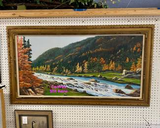 c.1960's Signed PAUL J. BLUM (1938-2018), large 53"x31" framed oil on canvas. Note: Rip in canvas middle bottom area 