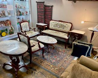 Vintage Victorian Sofa with 2 Matching Chairs