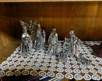 9-Piece Nativity Scene, Silver-Toned