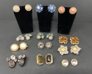 Mid Century Costume Jewelry Clip On Earring Collection - Trifari