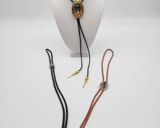 Trio of Bolo Ties - Sterling Silver with Gold Plate