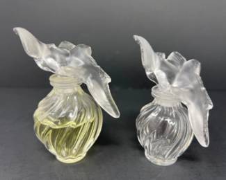 (2) Lalique Signed Nina Ricci L'air Du Temps 2 Doves Perfume Bottles