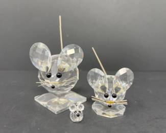 Vintage Swarovski Crystal Set of 3 Mice Figurines