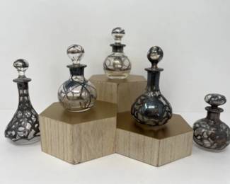 Art Nouveau Glass & Sterling Silver Perfume Bottle Collection
