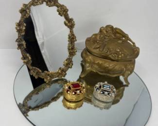 Vanity Decor - Florenza Pill Boxes - Art Nouveau Jewelry Casket Box +