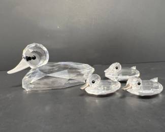 Vintage Swarovski Mallard Duck "Beau of the Lake" & 3 Mini Ducks