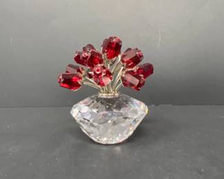 Swarovski Crystal 2002 Jubilee Red Rose Vase