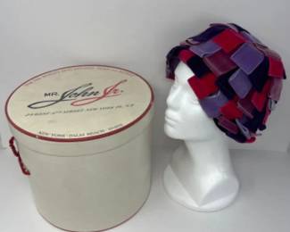 Very Mod Mr. John Jr Velvet Hat in Original Box - Jewel Tones