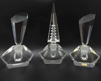 Vintage Clear Cut Crystal Perfume Bottles - Hoya Pagoda Perfume Bottle