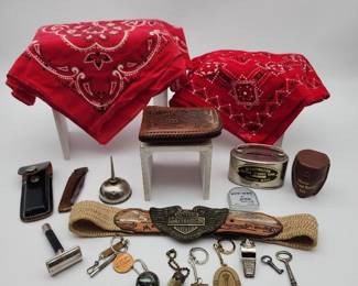 Mens Dresser Top Collection - Vintage Razor, Pocket Knife, Key Chains +