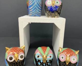 What a Hoot! Vintage Owl Cloisonné Enamel Figurines