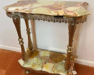 16 Vintage MarbleTop 2Tier Accent Tablemin