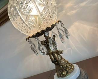 16 Vintage Cherub Cut Glass Table Lamp Litmin