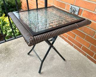 16 Poly Wicker Glass Top Patio Side Tablemin