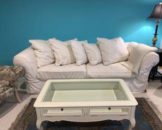 Shadow Box Coffee Table. Sleeper Sofa Linen Slip Cover 