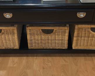 Black coffee table with basket storage 