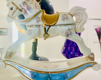 Porcelain 18 inch Tall Rocking Horse