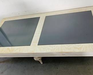 Hollywood Glam! Mid Century Coffee Table w/ Smoke glass inserts