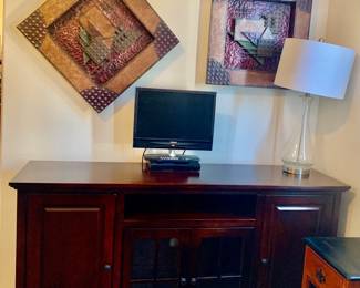 Console Table with storage cabinets and shelves