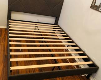 Queen Gray Upholstered Bed Frame