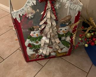 Snowman fireplace screen 