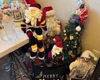 Christmas balls, ornaments, picks, wreaths, rugs, pillows